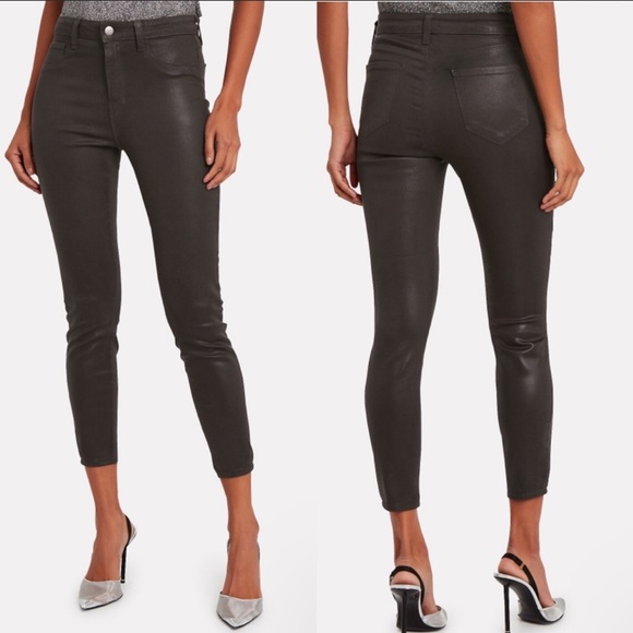 Revolve New L'Agense Margot Skinny High‎ Rise Jeans In Greystone Coated Wash 24 - Picture 1 of 12